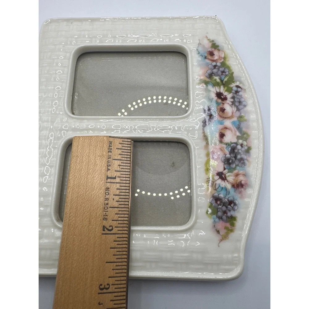 Vintage Terragrafics 1990 Handcrafted Porcelain Double Floral Picture Frame